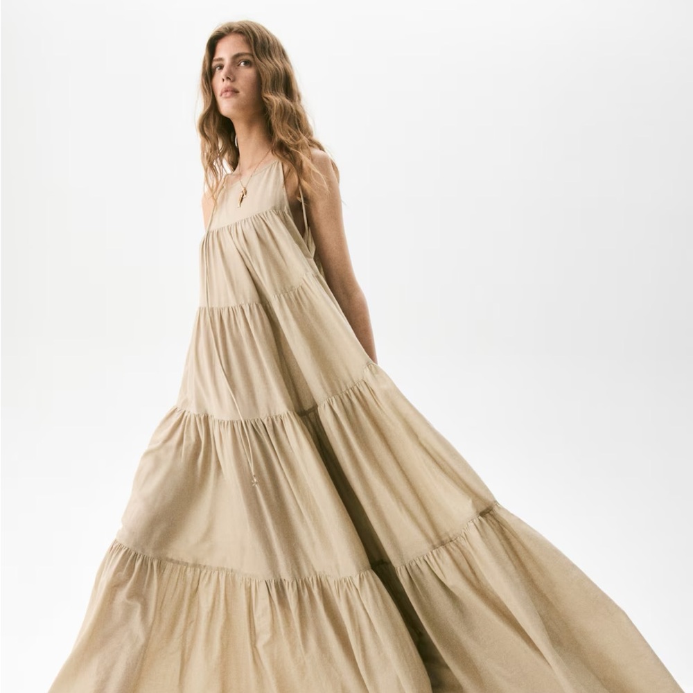 SOLD!!!!!!!! H&M Beige Tiered Maxi Dress BRAND NEW